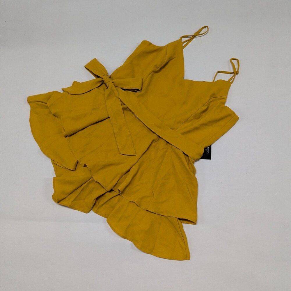 Coquette Cottagecore Lulu's Mustard Ruffle Romper NWT Medium Festival